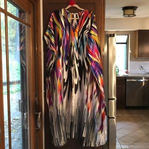 Silky (100% polyester) lounging/beach maxi dress.